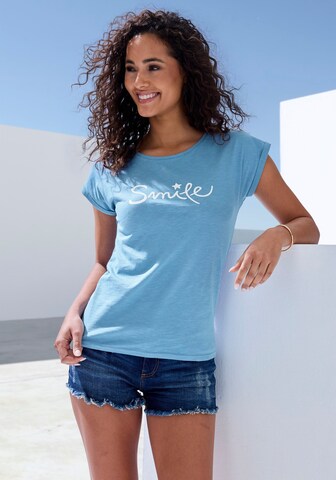 BEACH TIME Shirt in Blauw