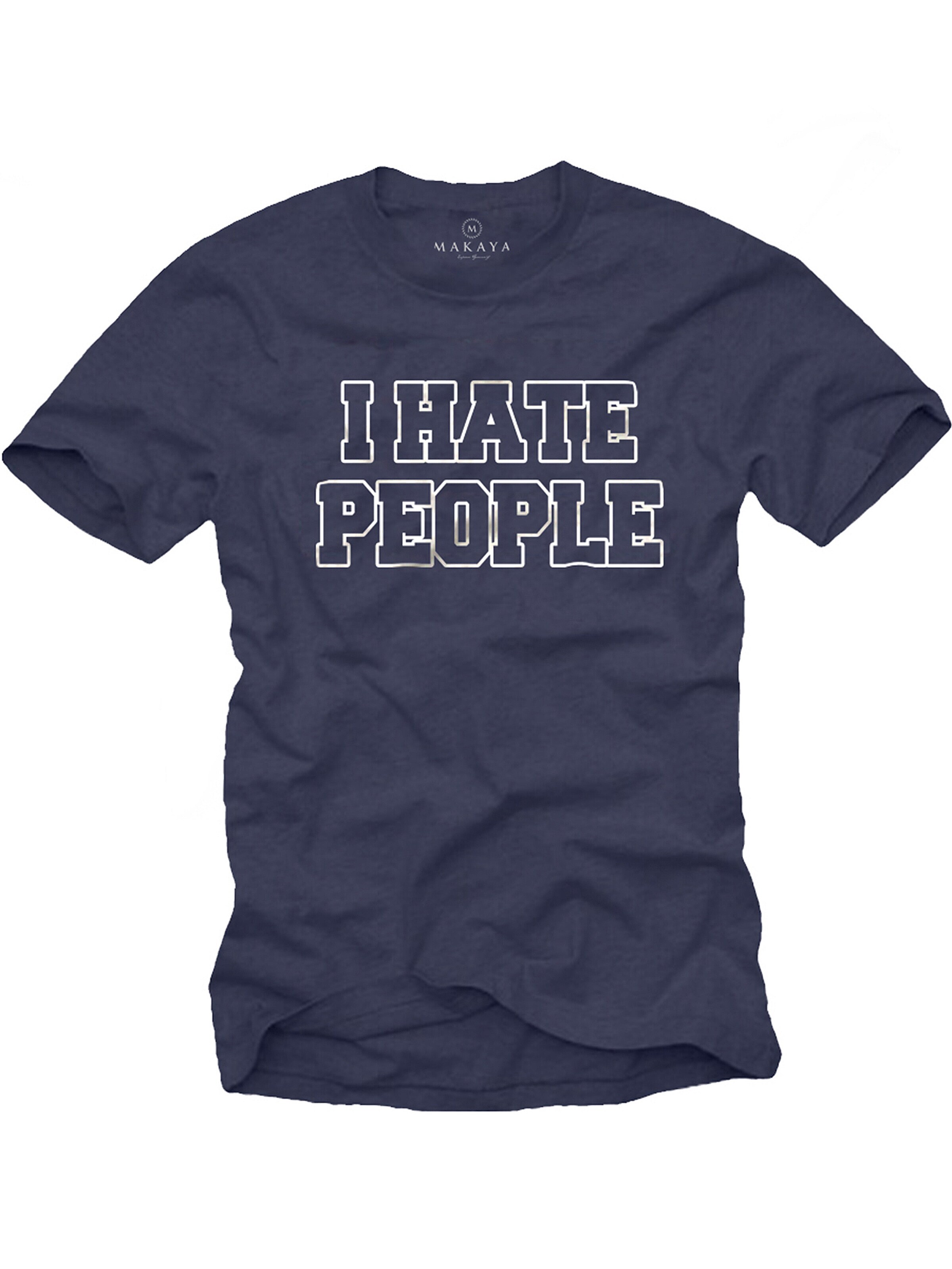 MAKAYA Shirt 'IHatePeople' in Blue: front