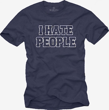 MAKAYA Shirt 'IHatePeople' in Blue: front