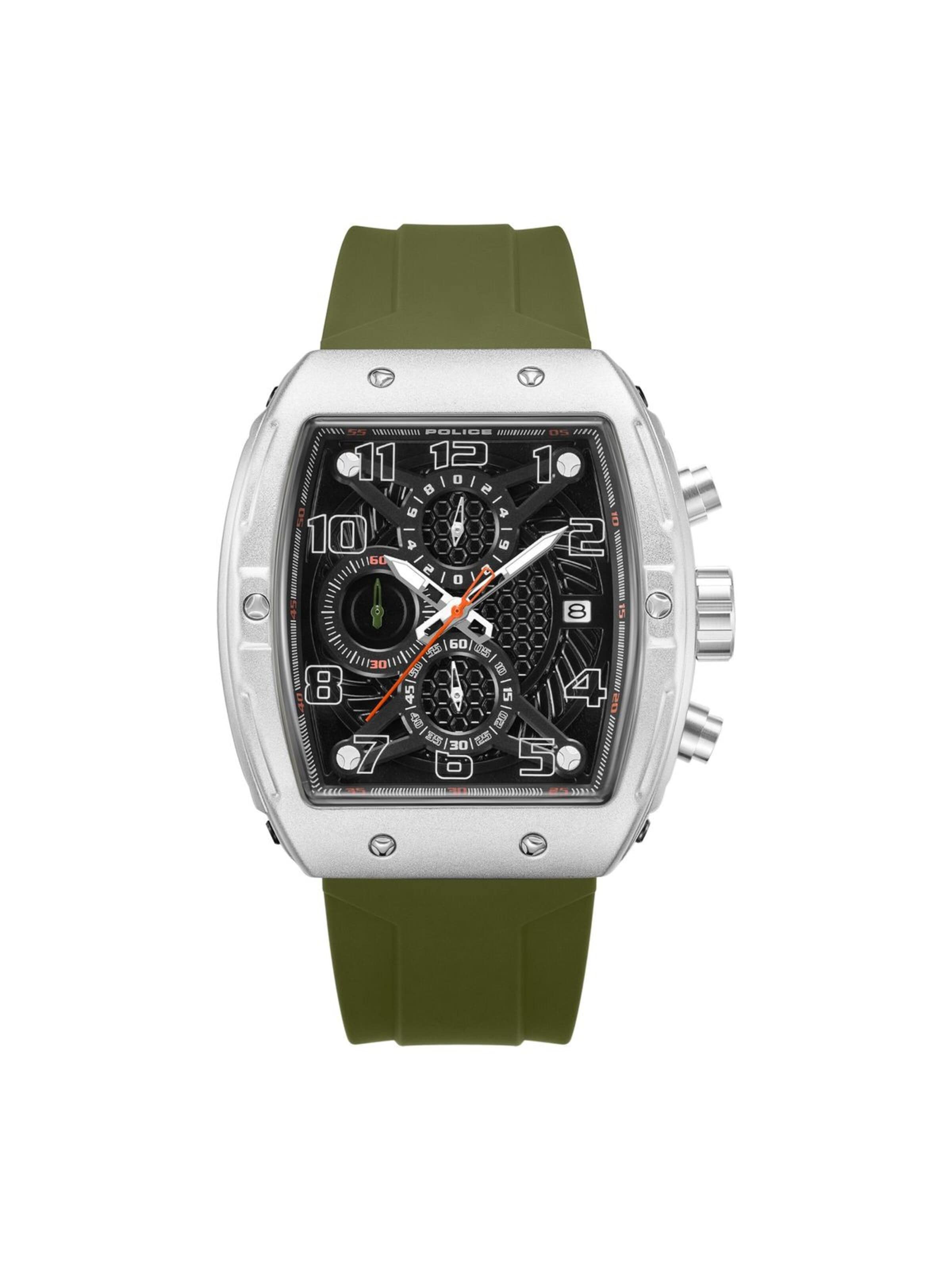 Montre à affichage analogique 'Police - Chronograph Coswig - Quartz watch movement - Watch case width: 46 mm' POLICE en vert : devant