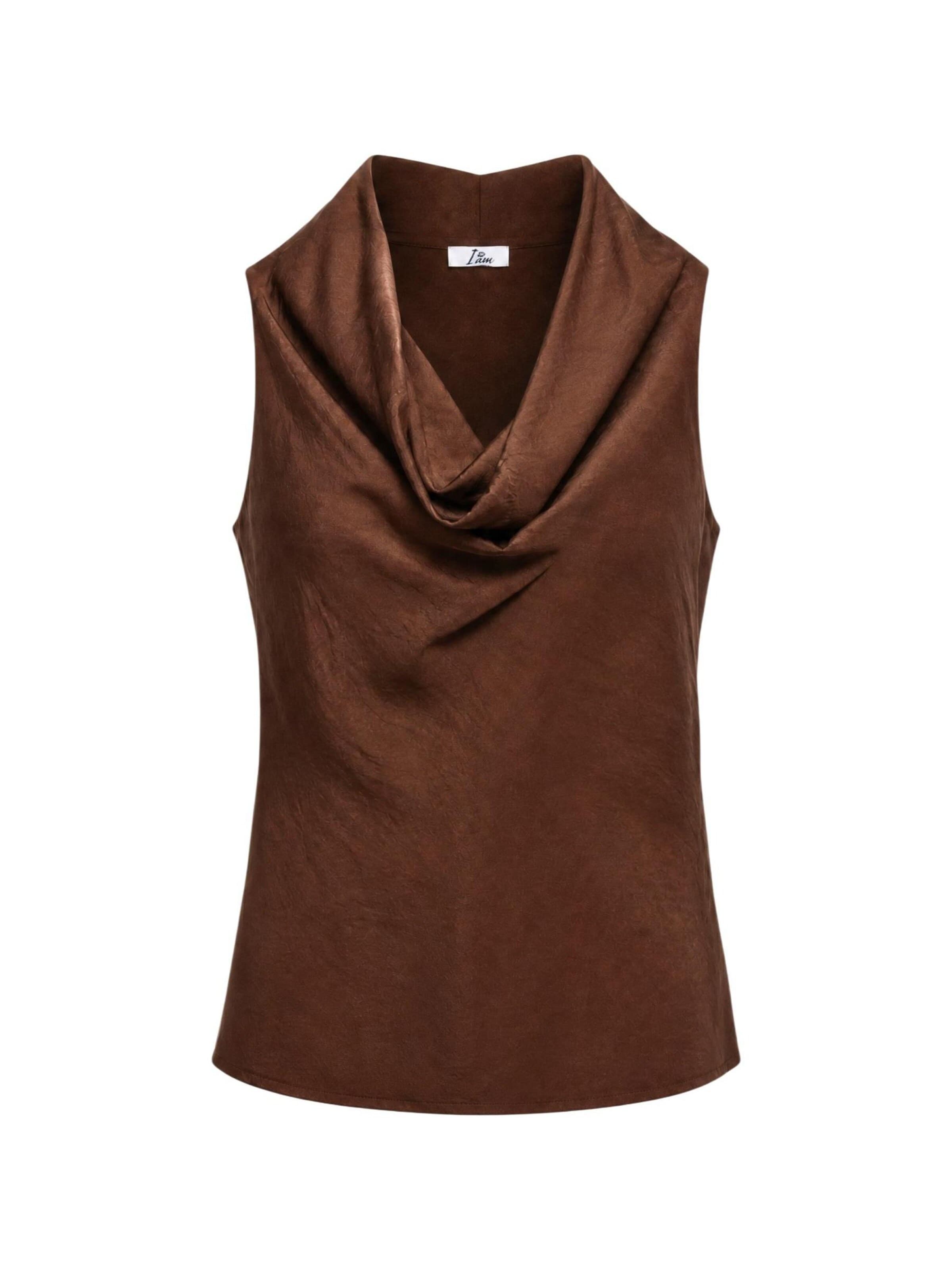 I AM Topp 'Top Collo Morbido crinkle 25422V78' i brun: framsida