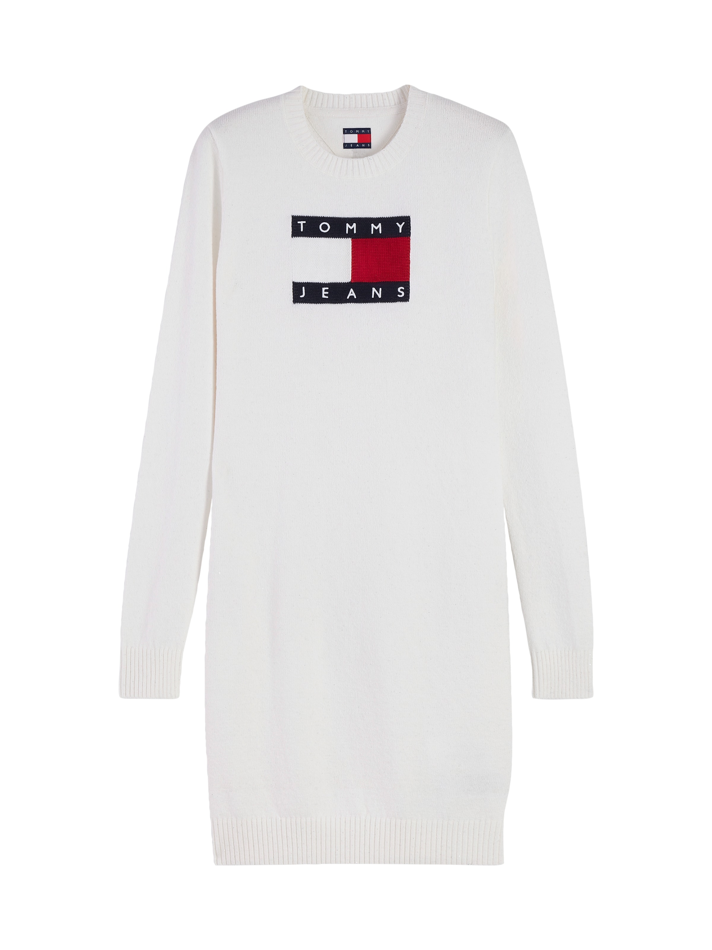 Rochie tricotat de la Tommy Jeans pe alb: față