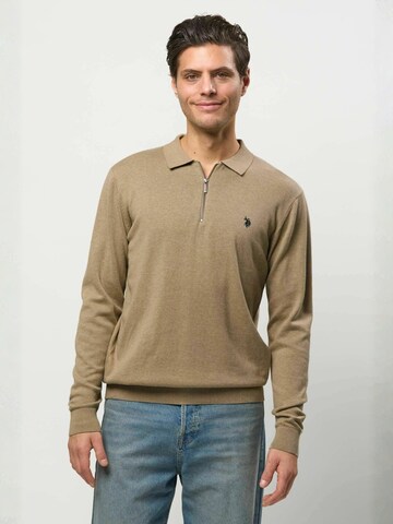 U.S. POLO ASSN. Neulepaita ' UMDave ' värissä beige: etupuoli