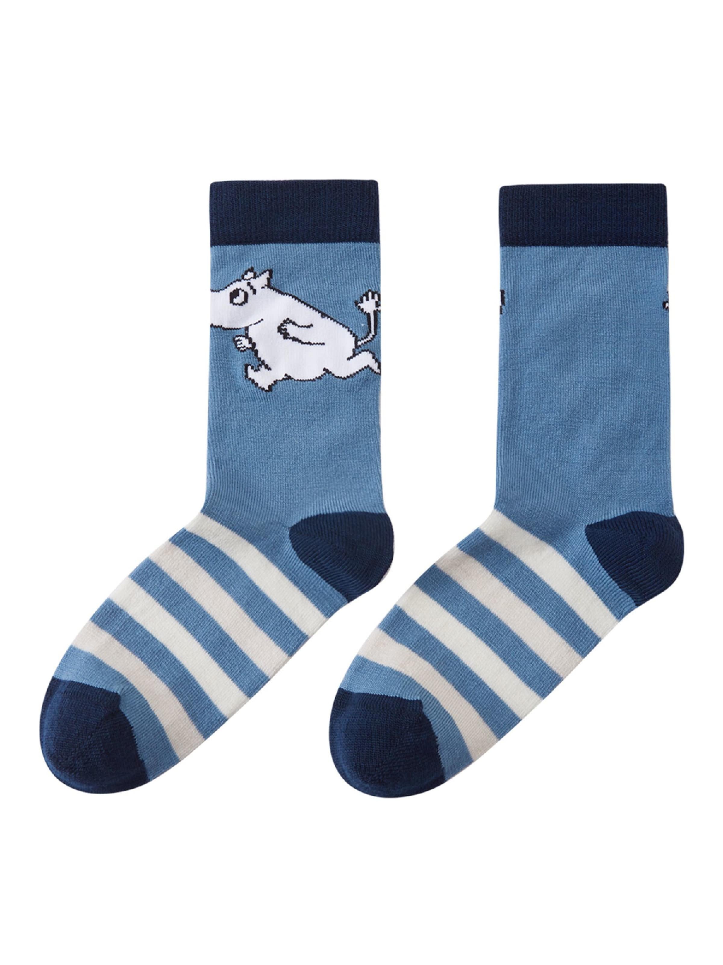 Reima Socken ' Moomin Randig ' in Blau: Vorderseite
