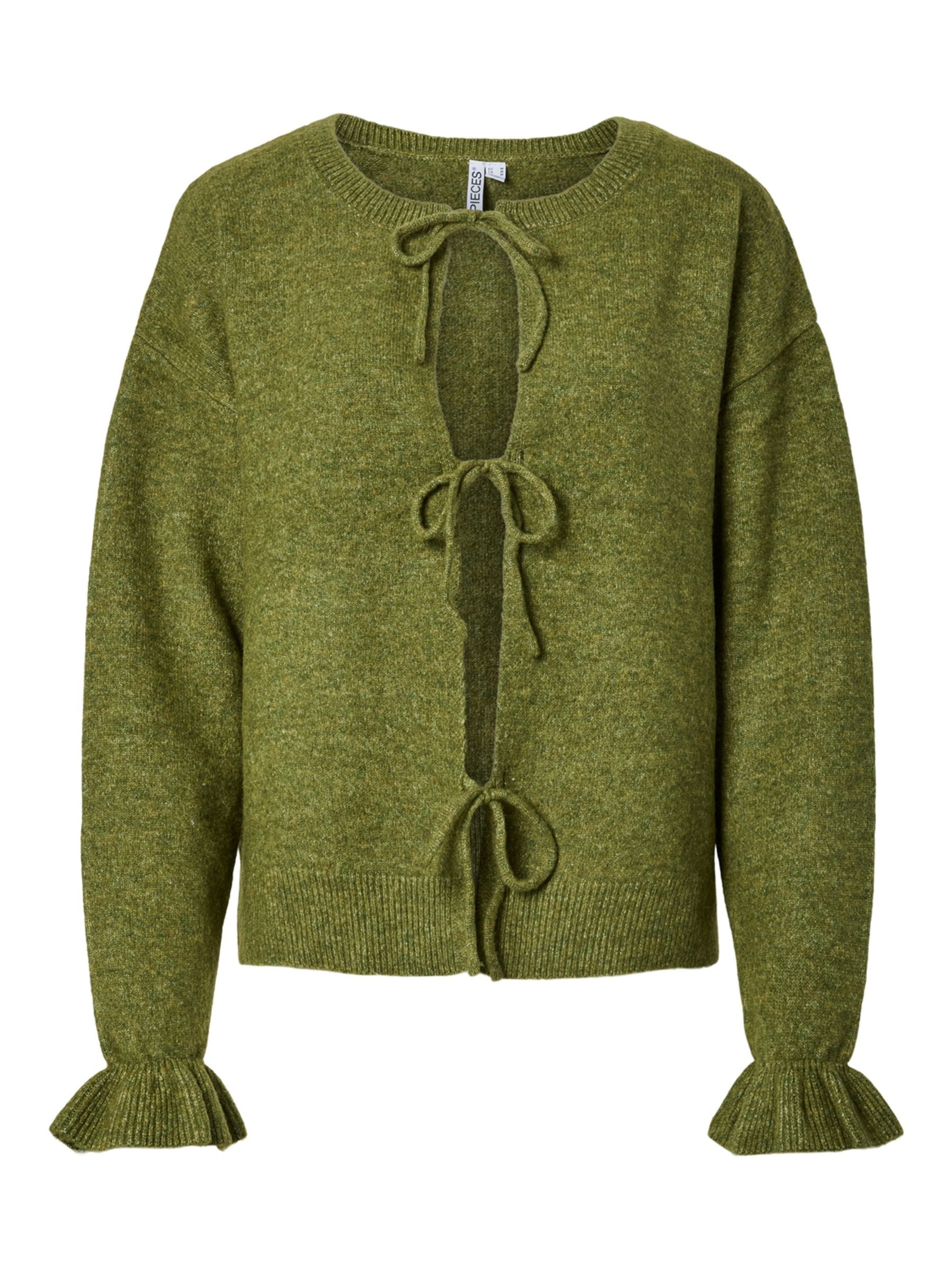 PIECES Cardigan 'SALLY' en M en olive, Vue avec produit
