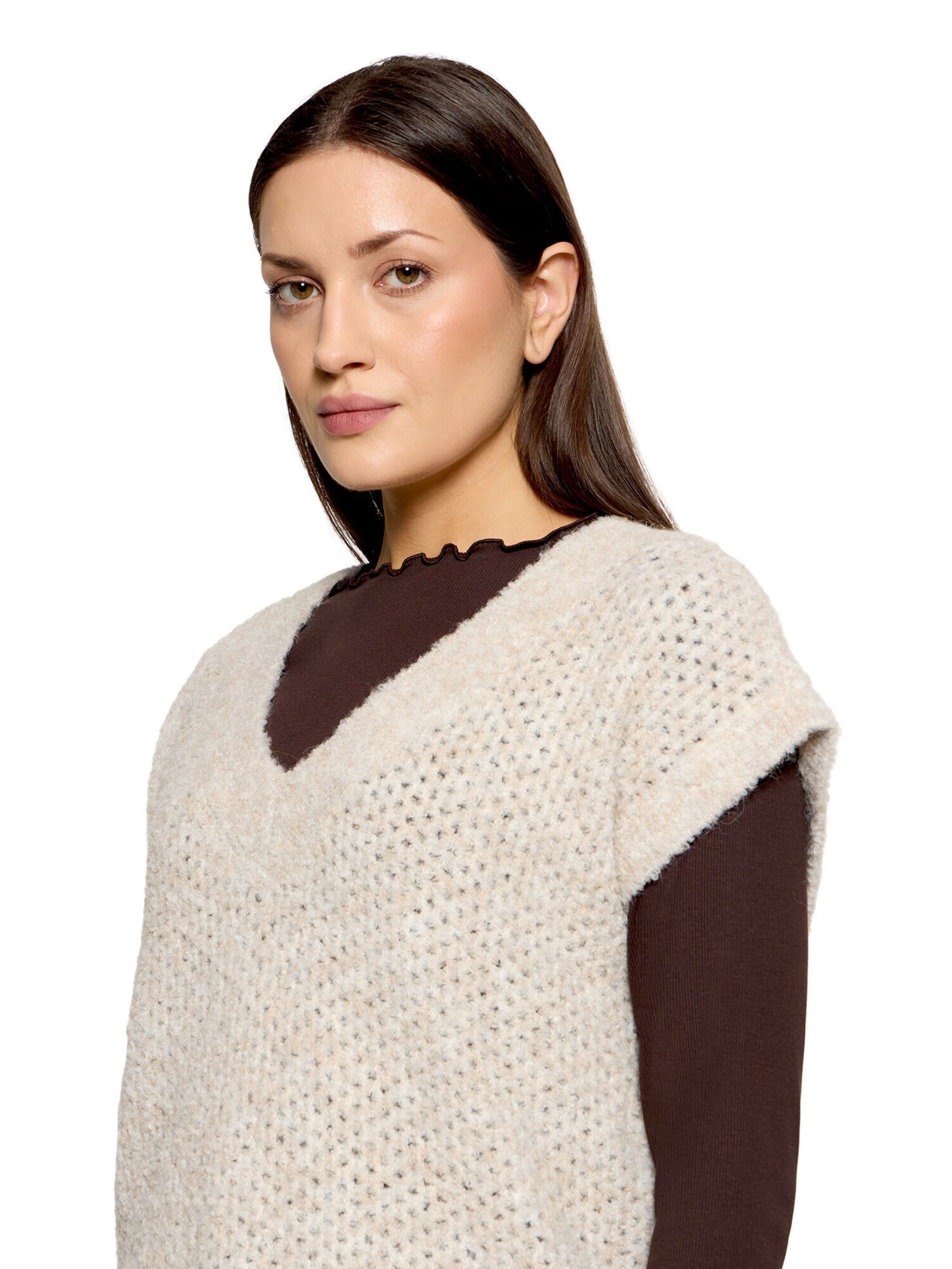 Cartoon Strickpullunder mit V-Ausschnitt in Beige