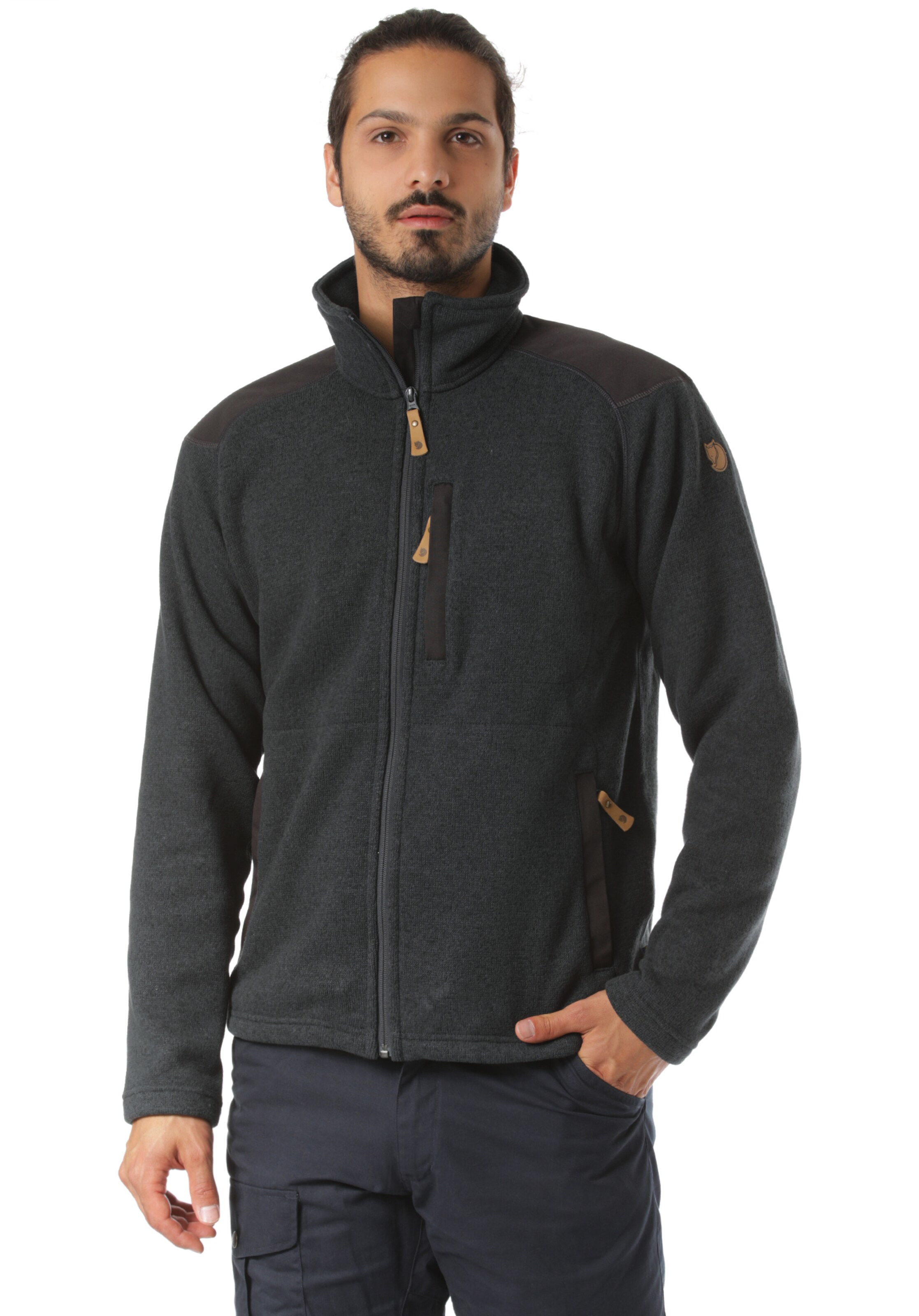 Fjällräven Funktionsfleecejacke 'Buck' in Grau: Vorderseite