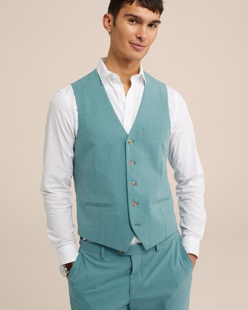 WE Fashion Slim fit Gilet in Blauw: voorkant