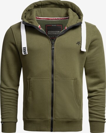 Alessandro Salvarini Zip-Up Hoodie 'Vinzent' in Green: front