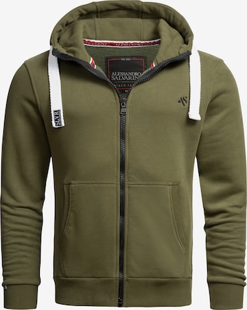 Alessandro Salvarini Zip-Up Hoodie 'Vinzent' in Green: front