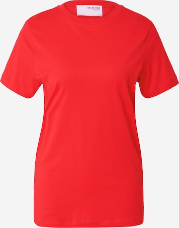 T-shirt 'My Essential' SELECTED FEMME en rouge : devant