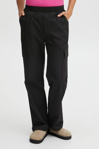 ICHI Wide leg Pants in Black: front