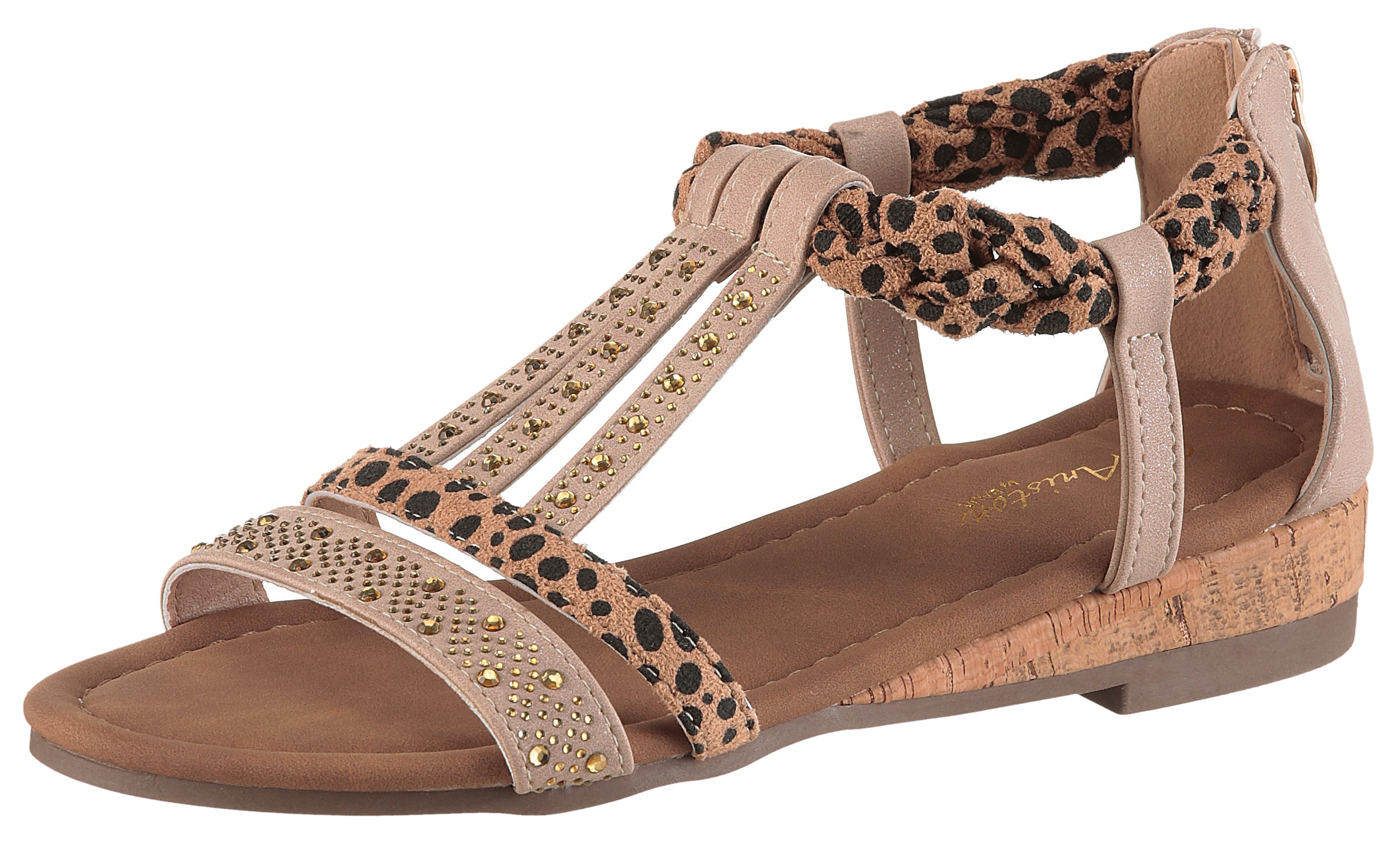 Aniston Strap Sandals in Beige: front