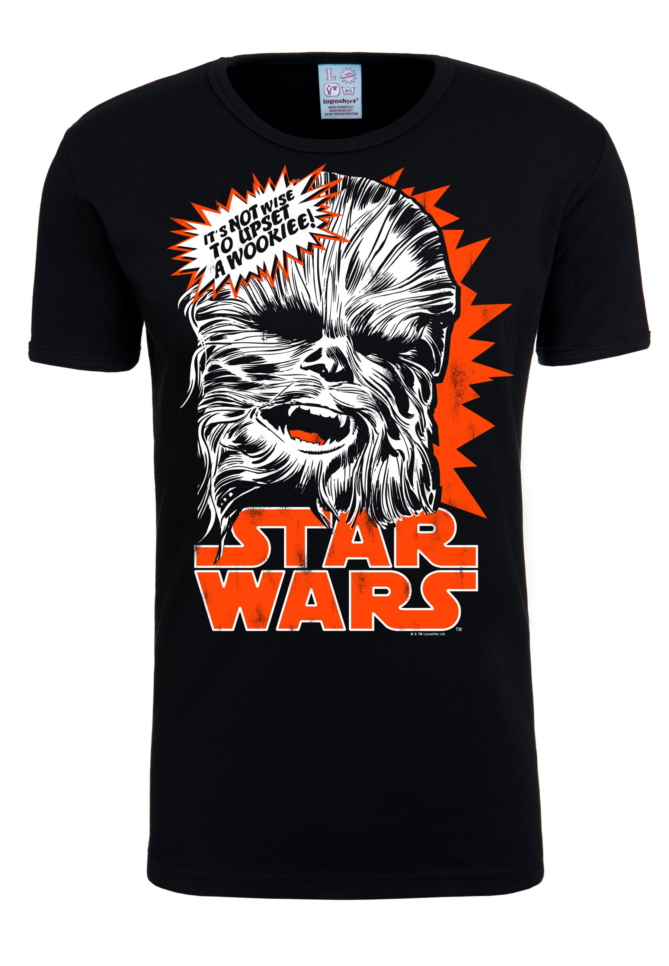 LOGOSHIRT Shirt 'Chewbacca' in Zwart: voorkant