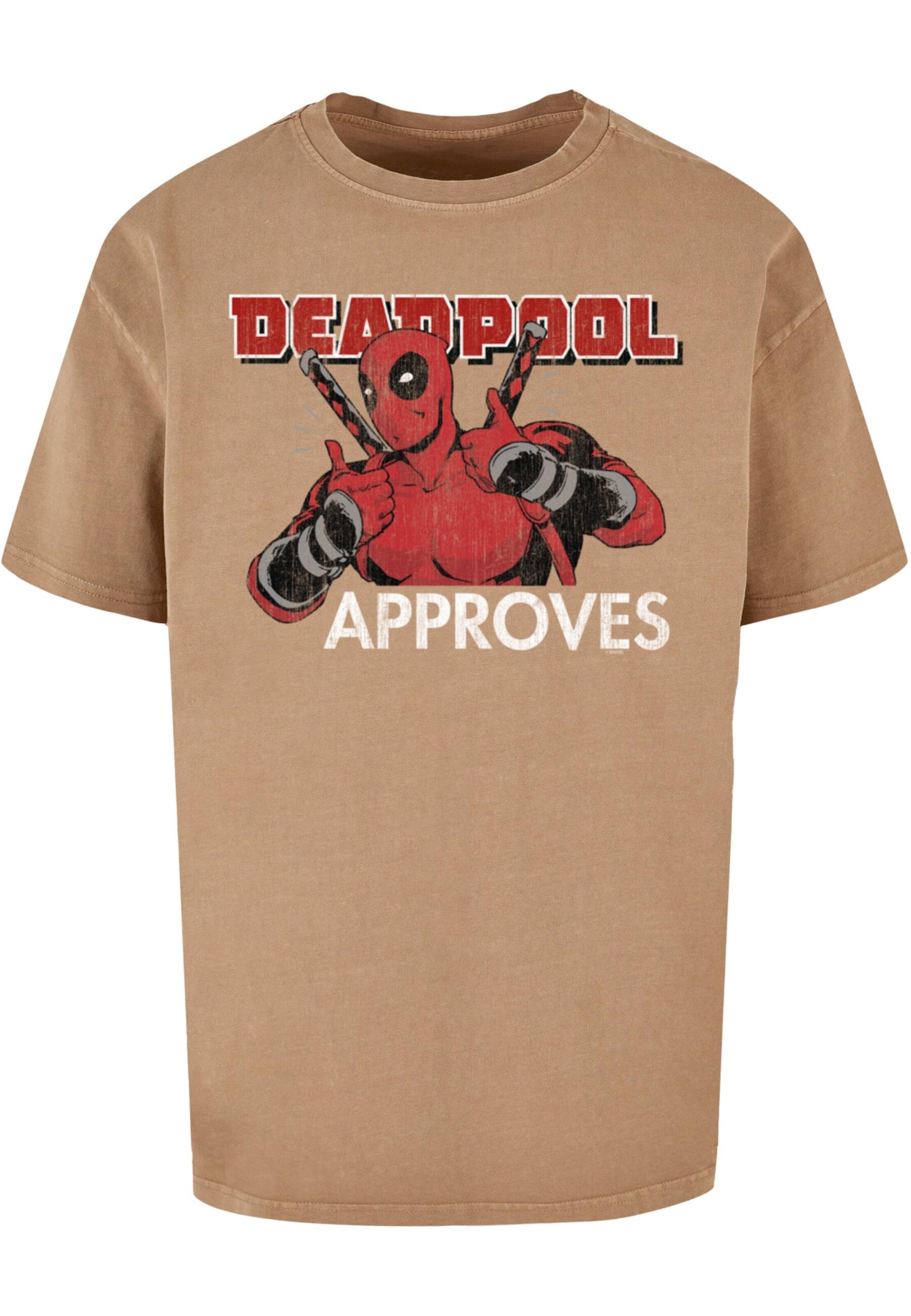 T-Shirt 'Deadpool - Approves' ABSOLUTE CULT en beige : devant