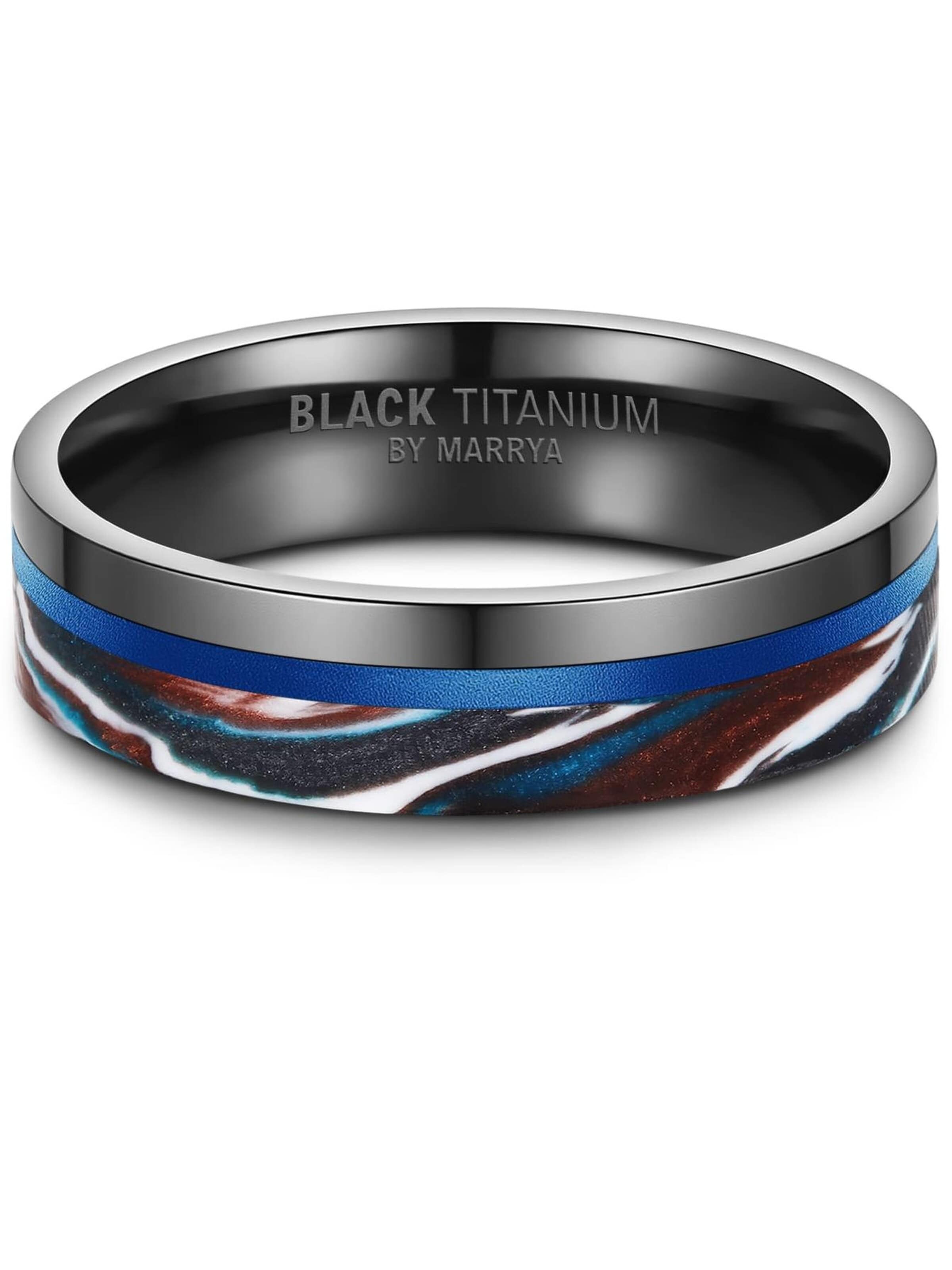 Anello 'MARRYA BT-14 Black Titanium Ocean Blue Edition' di MARRYA in nero