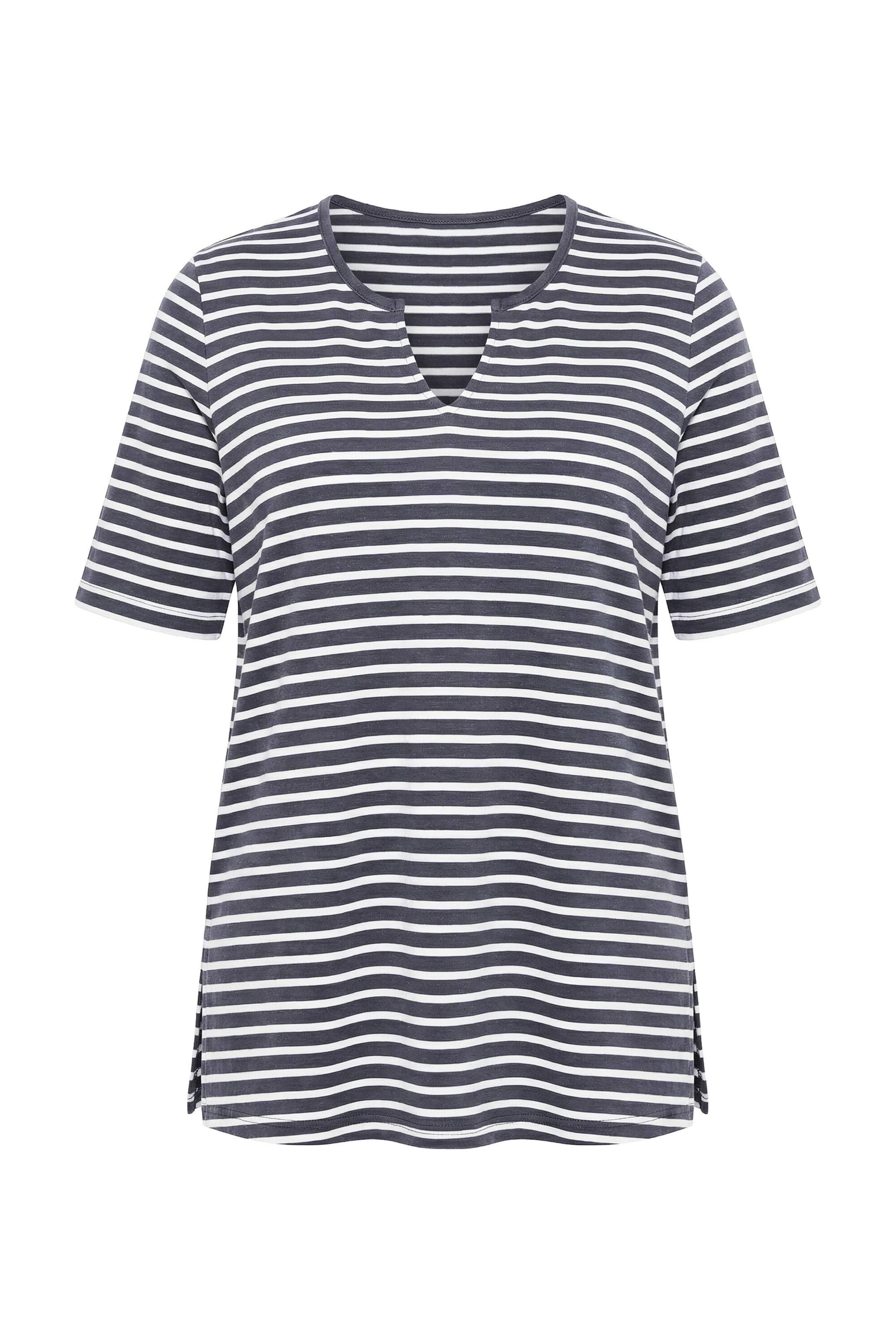 Ulla Popken Shirt in M-L in de kleur Navy / Wit, Productweergave