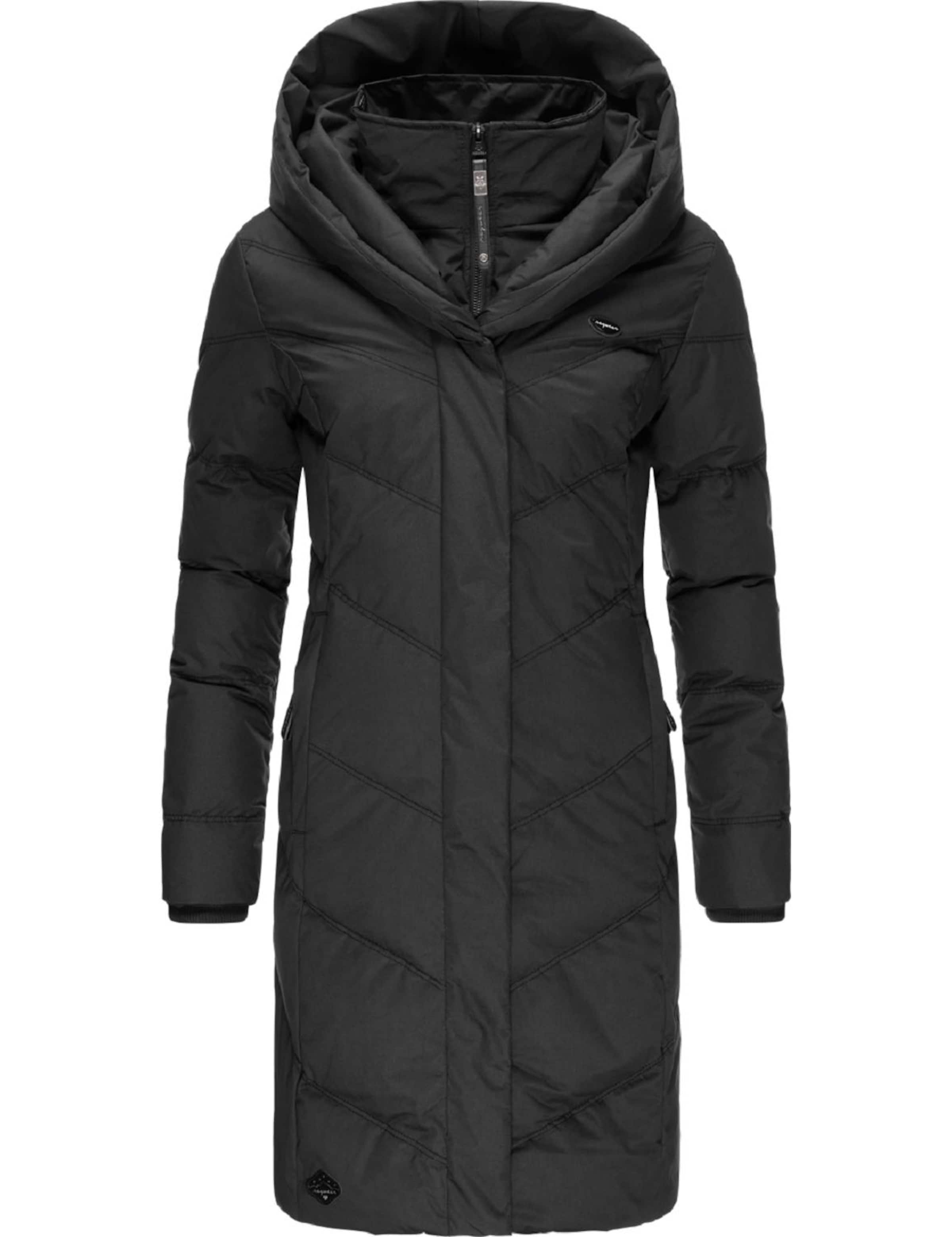 Ragwear Wintermantel 'Natalka' in Schwarz: Vorderseite