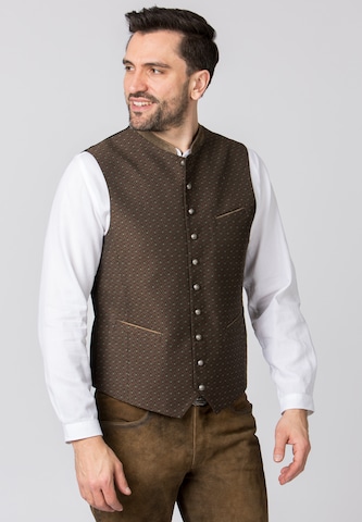 STOCKERPOINT Klederdracht gilet 'Hudson' in Bruin: voorkant