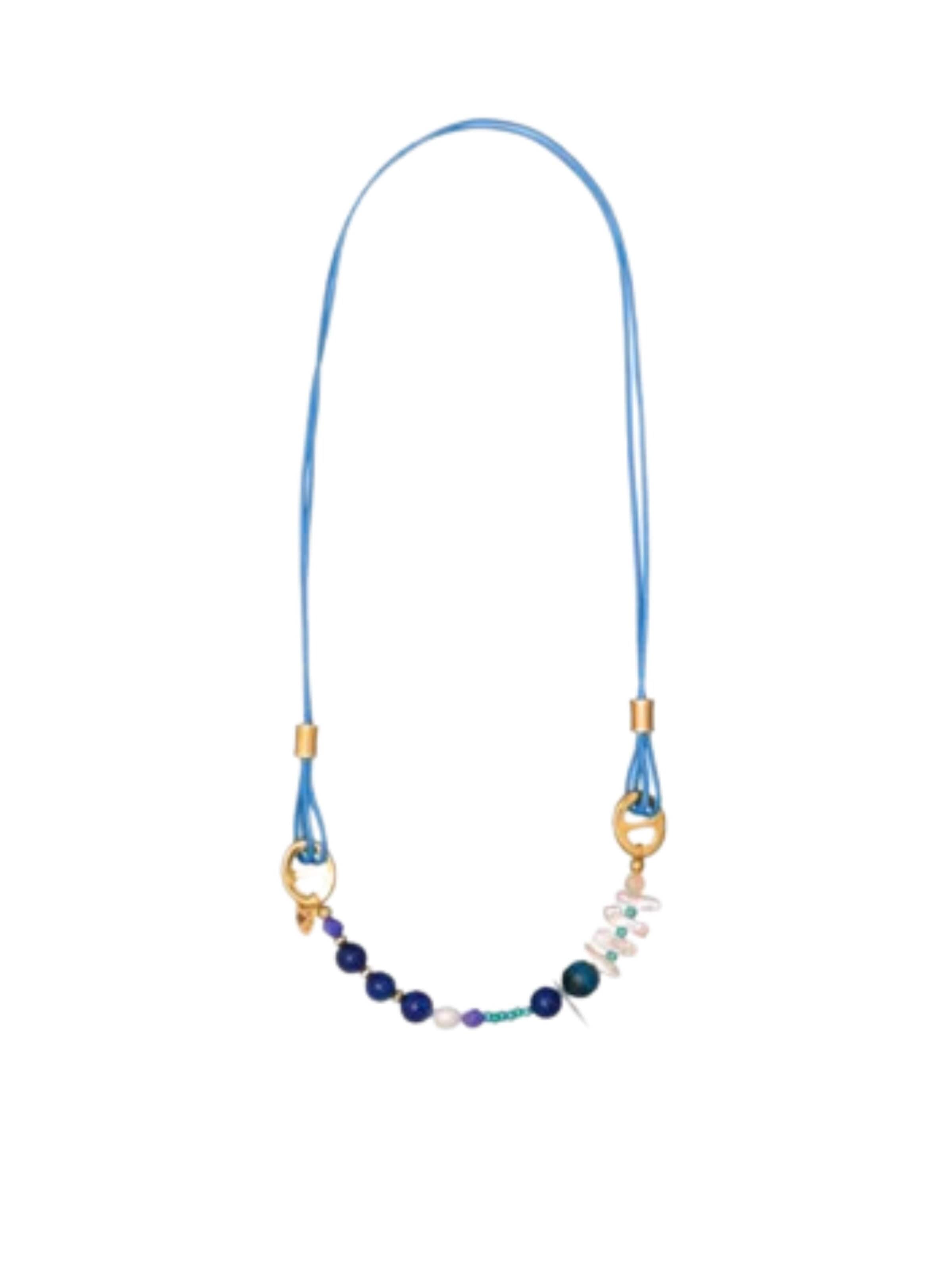 THE GEM STORIES JEWELRY Αλυσίδα 'Azure Cascade Gemstone Necklace' σε μπλε: μπροστά