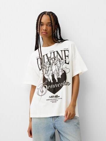 T-shirt Bershka en beige : devant