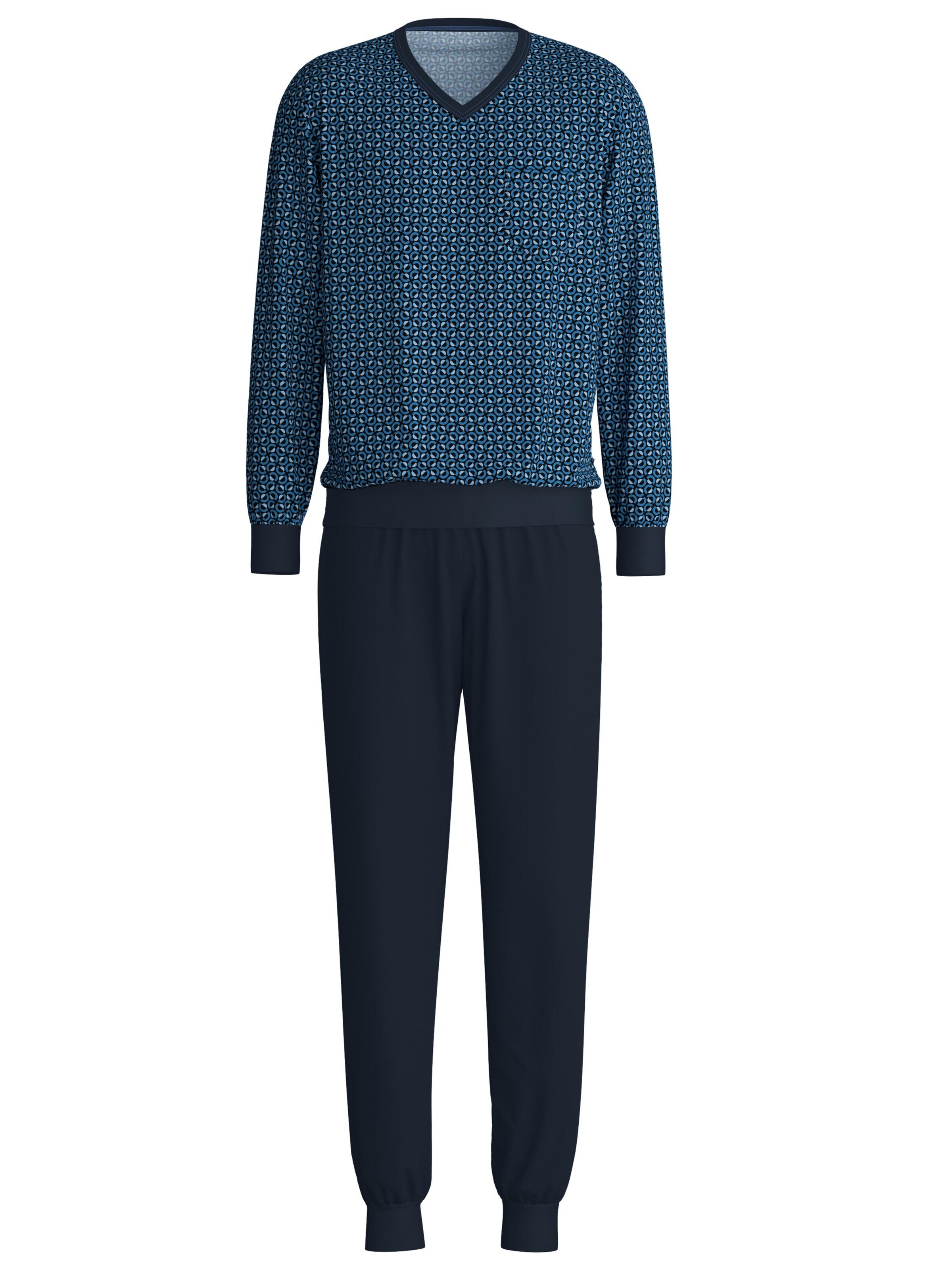 CALIDA Pyjama lang 'Relax Imprint'‌‌‌‌‌‌‌‌ in Blau: Vorderseite