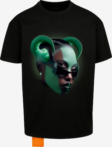 Forgotten Faces T-Shirt 'Green Empress' in Schwarz: predná strana