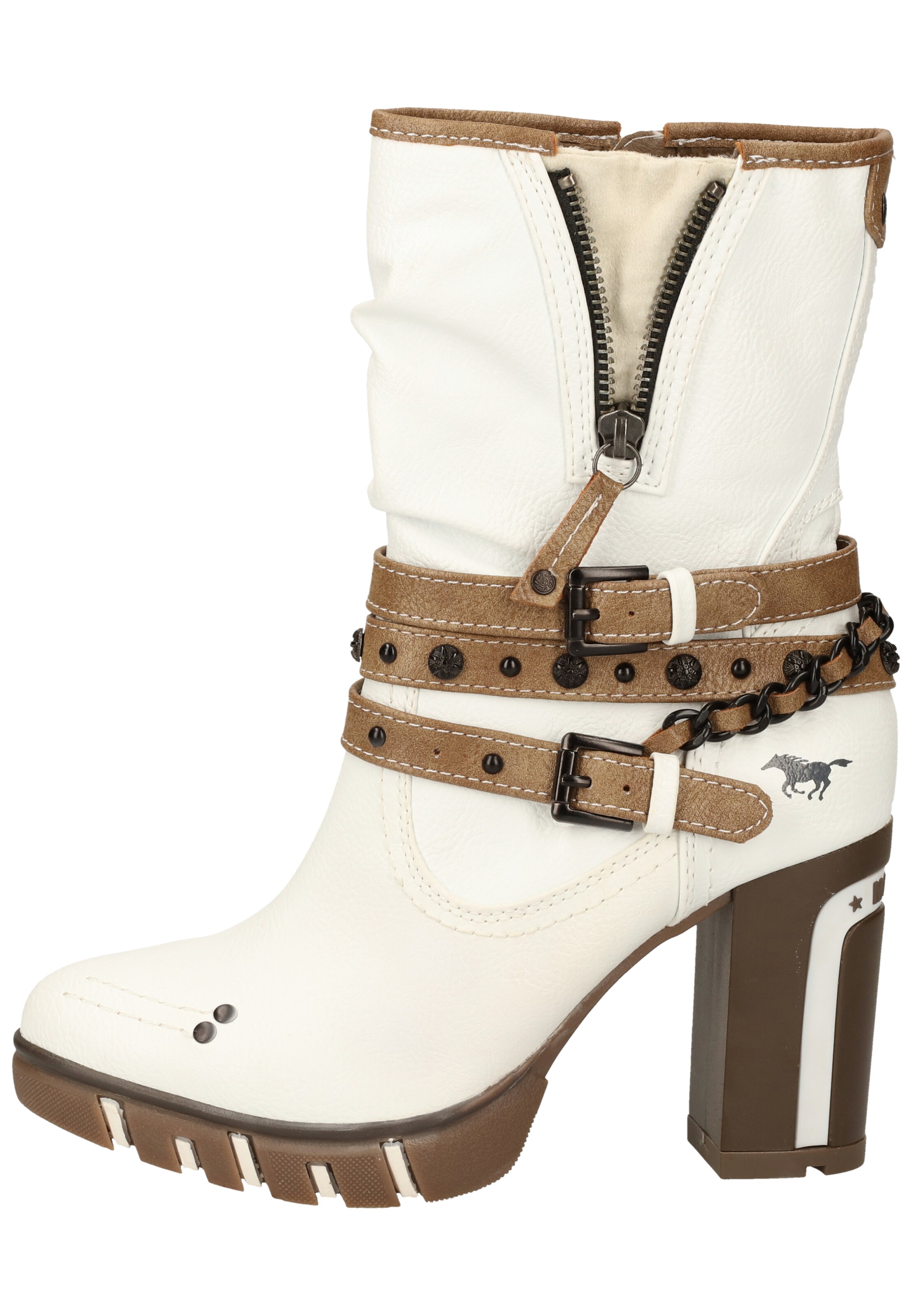 MUSTANG Enkellaarsjes in Bruin / Donkerbruin / Offwhite | ABOUT YOU