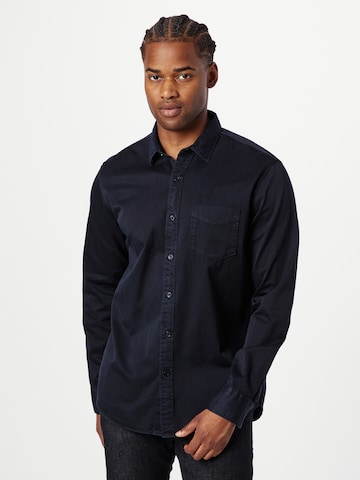 REPLAY Regular fit Button Up Shirt in Black: front
