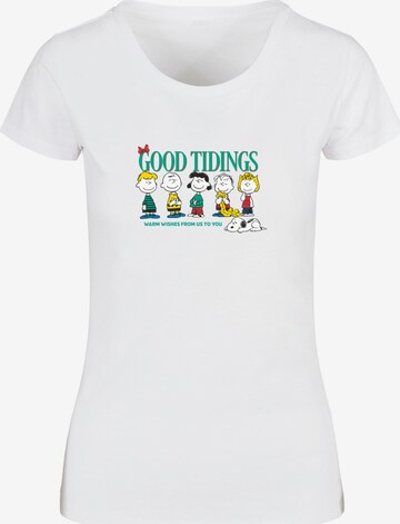 Merchcode Shirt 'Peanuts Good Tidings' in Wit: voorkant