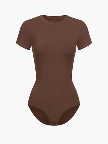 cfab (formerly creamy fabrics) Bodysuit 'Crew Neck T-Shirt Bodysuit' in Brown: front