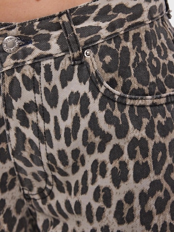 IT'S BASIC Wide Leg Jeans 'LEOPARD PALAZZO MID RISE JEANS'‌‌‌‌‌ in Braun