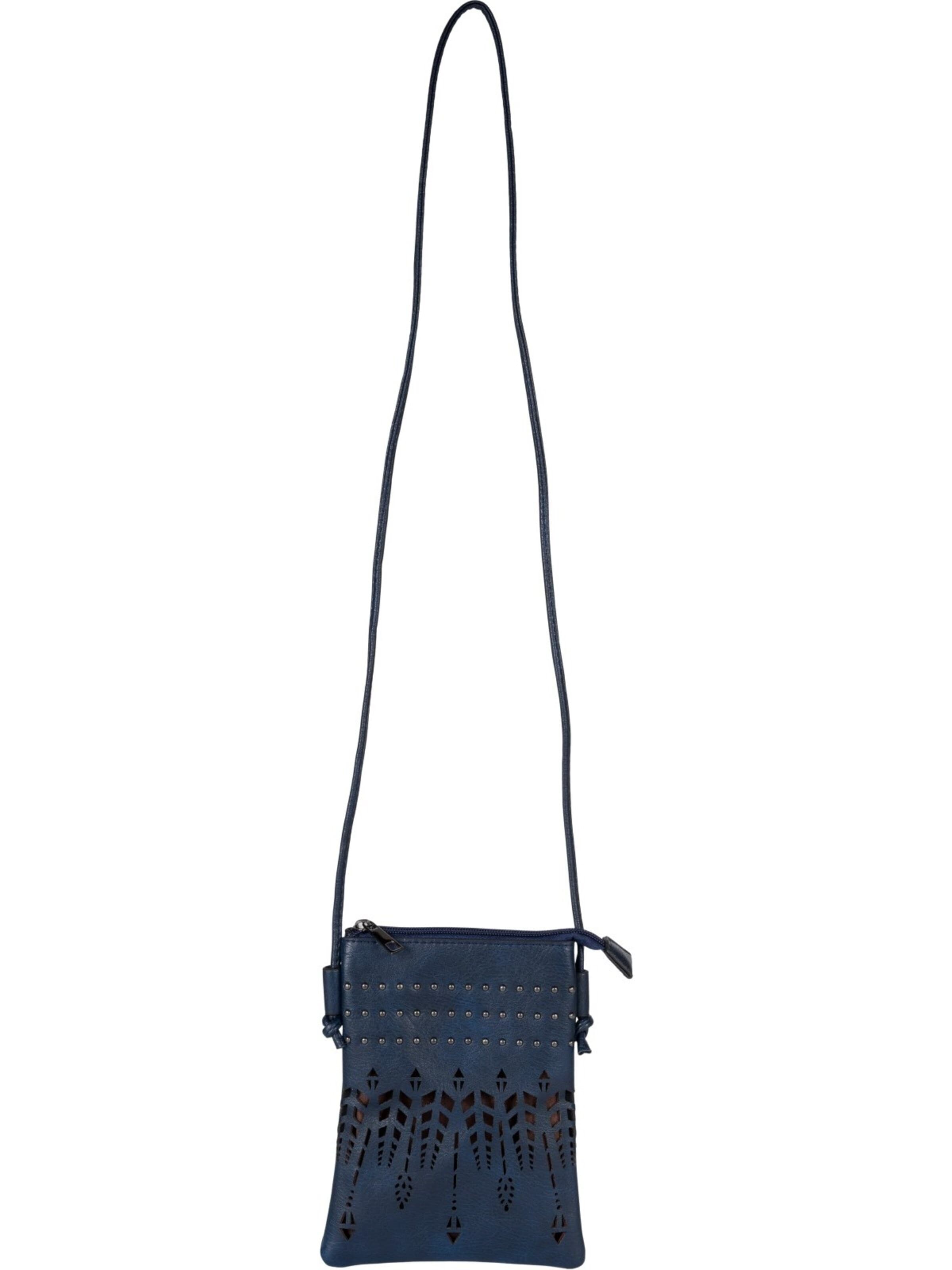 styleBREAKER Umhängetasche 'Mini Umhängetasche Ethno Cutout und Nieten'‌‌‌‌‌ in Blau