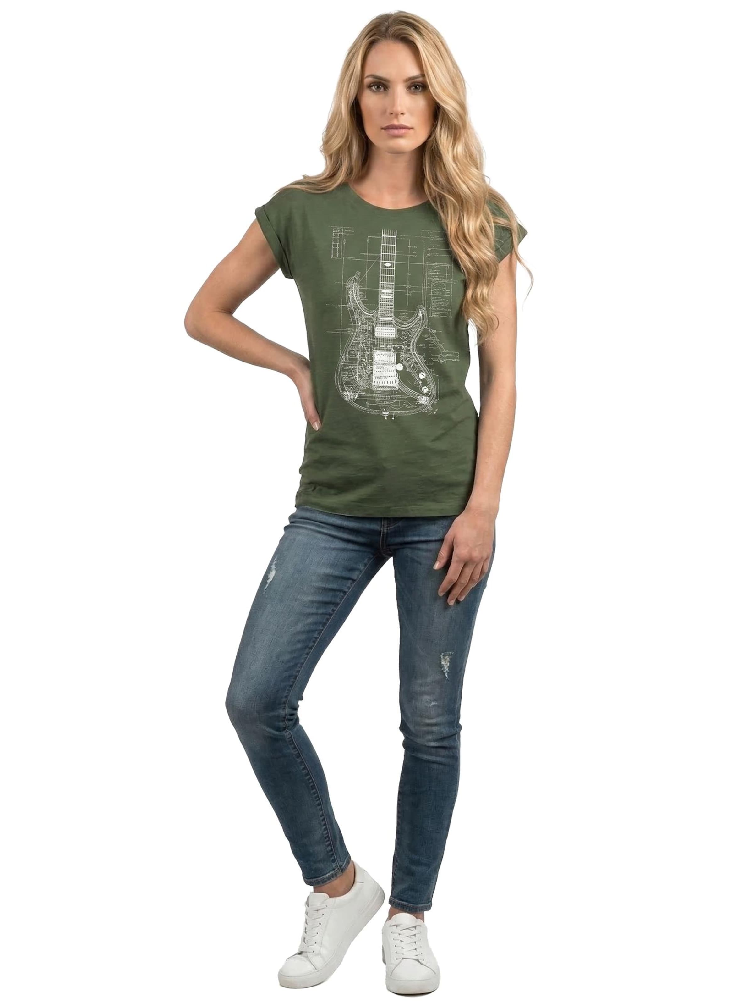MAKAYA Shirt 'Guitar BluePrint' in Green