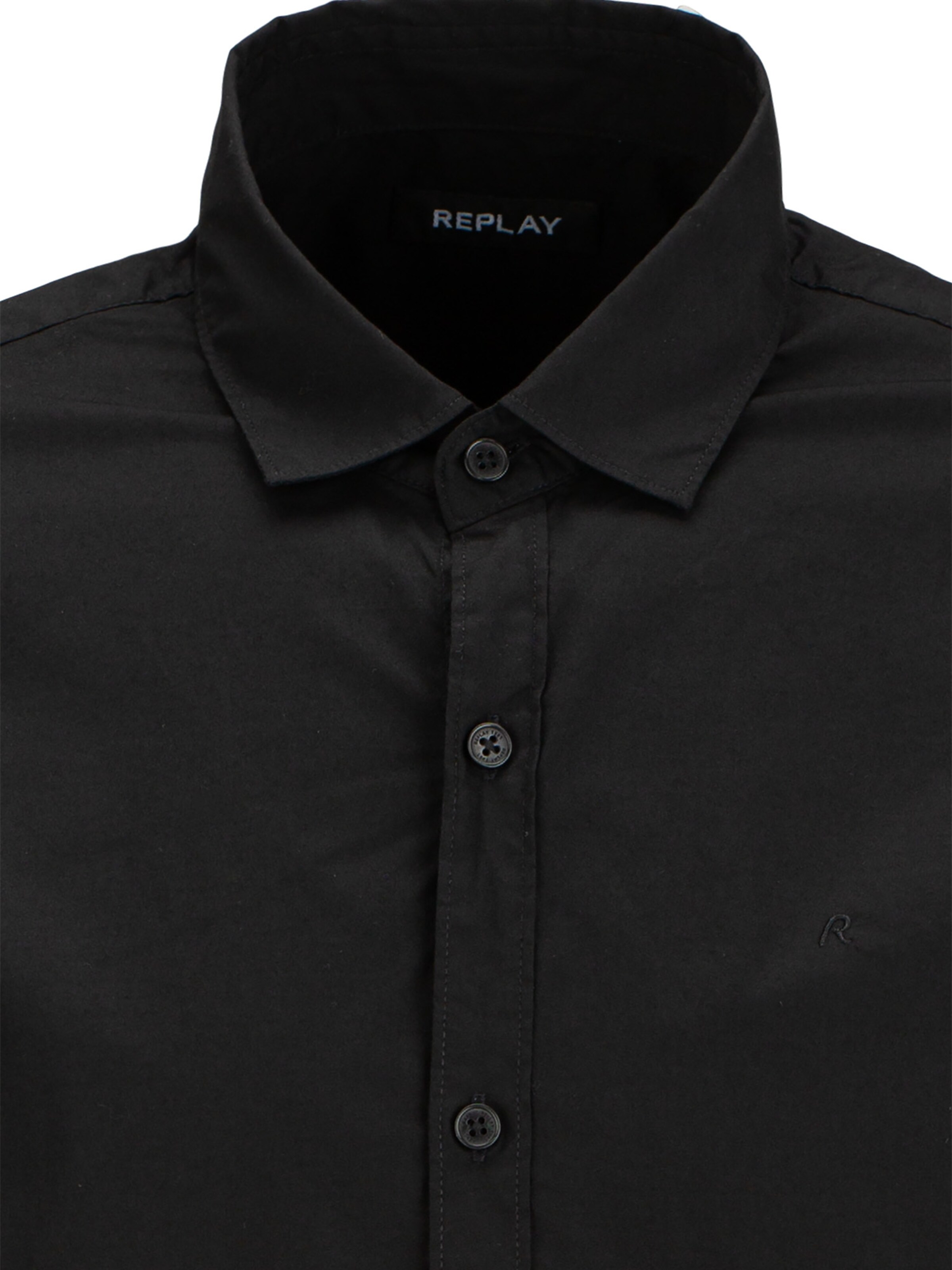 REPLAY Regular fit Button Up Shirt in Black