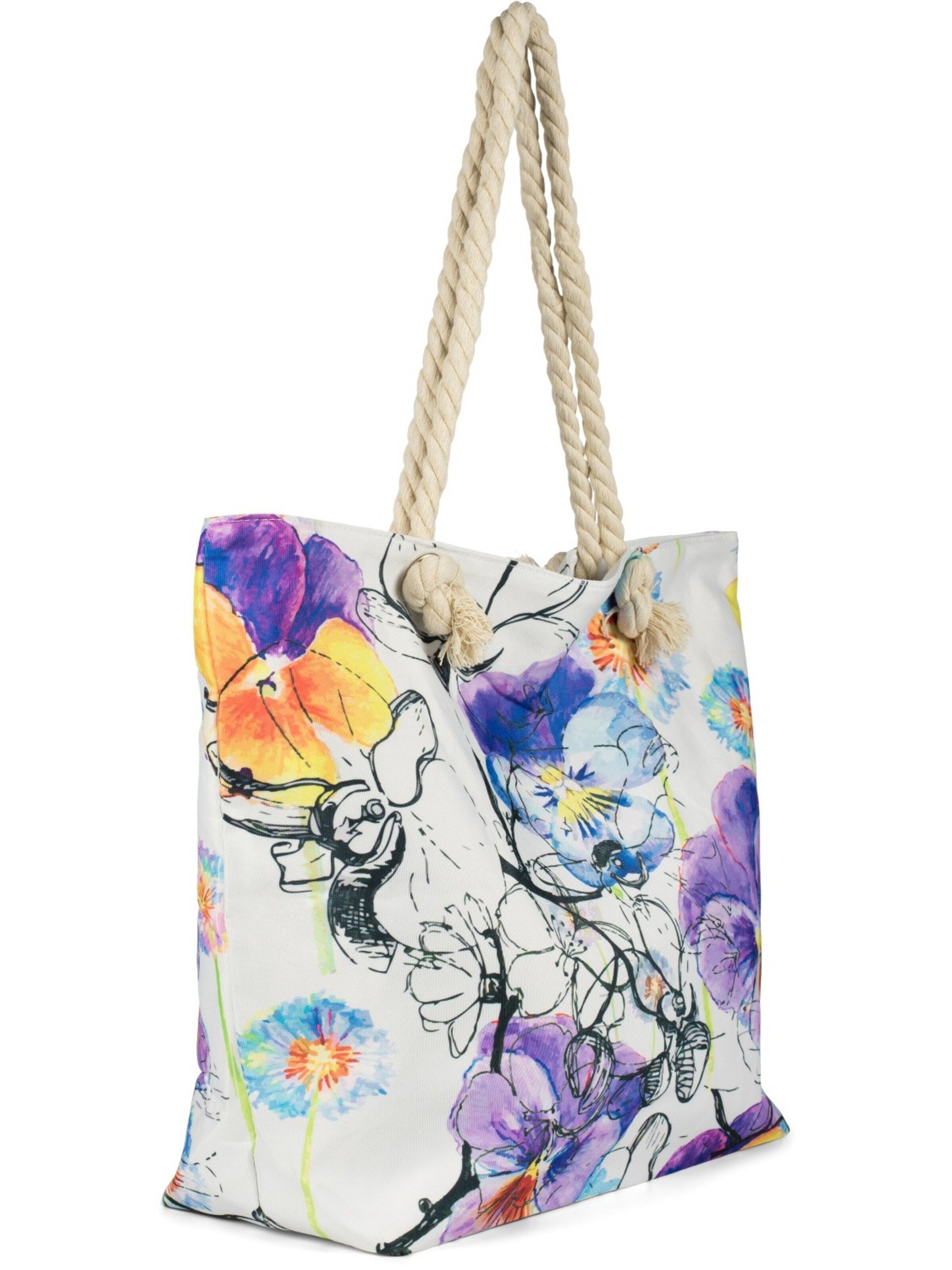 styleBREAKER Strandtasche 'Strandtasche Veilchen Muster'‌‌‌‌‌‌‌‌‌‌ in One Size in lila, Produktansicht