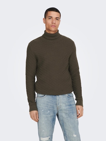 Only & Sons Sweater 'Kay' in Brown: front