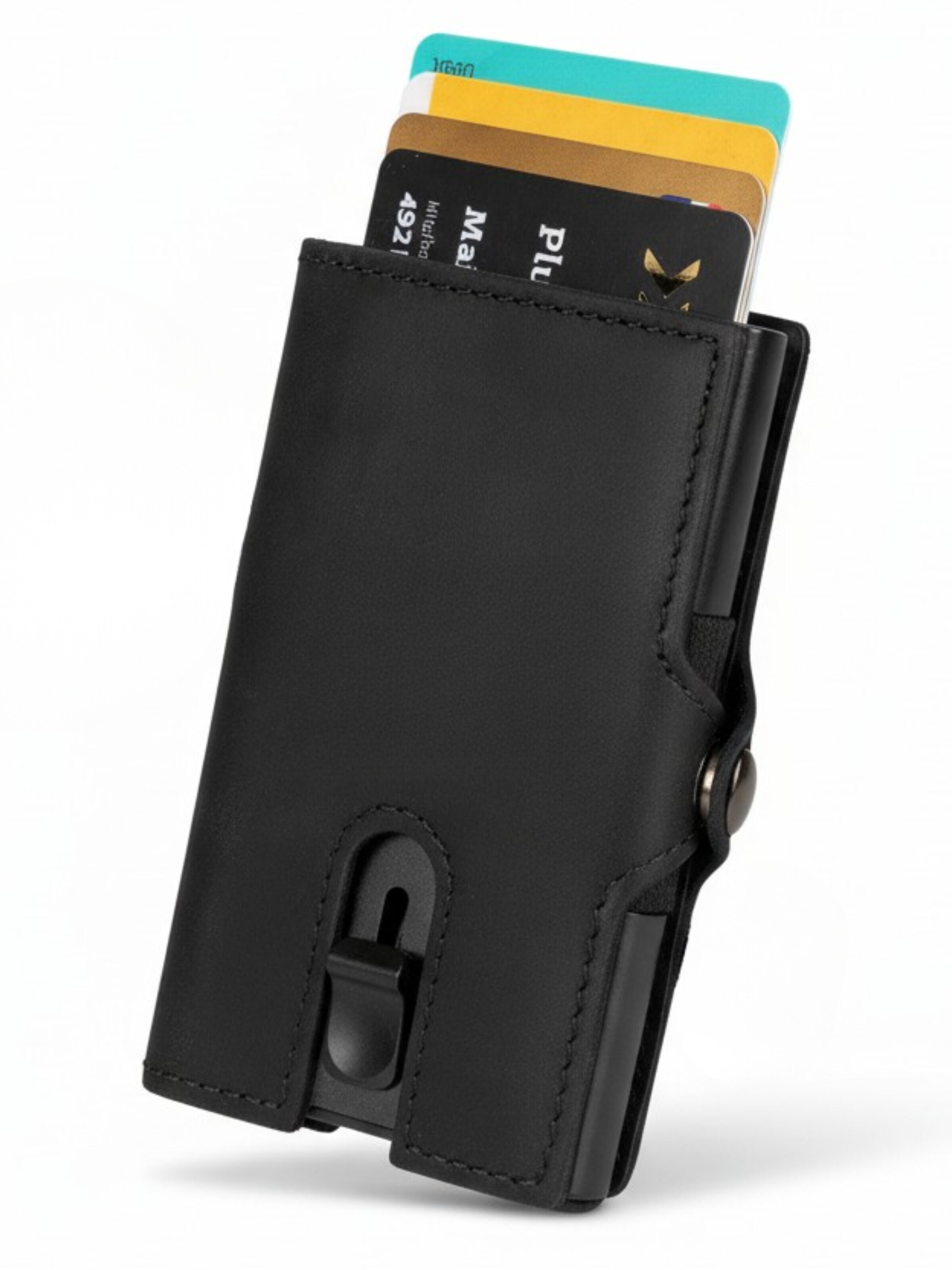 Ella Eisvogel Wallet in Black: front