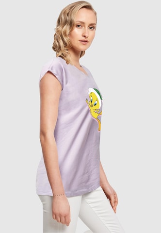 ABSOLUTE CULT T-Shirt 'Looney Tunes - Tweety Christmas Hat' in Lila