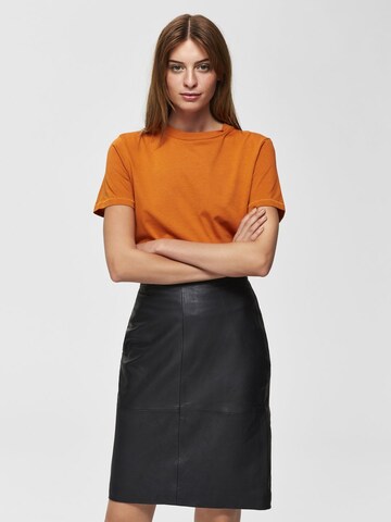 SELECTED Shirt in Oranje: voorkant