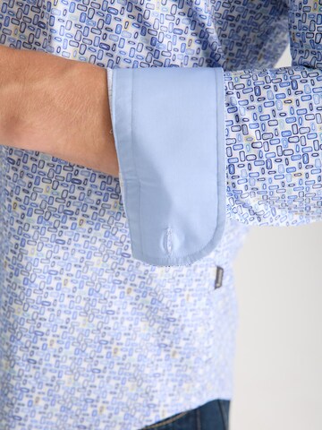 Slim fit Camicia business 'Donatello Iconic Poplin Stretch Man Shirt White Blue' di 7Camicie in bianco