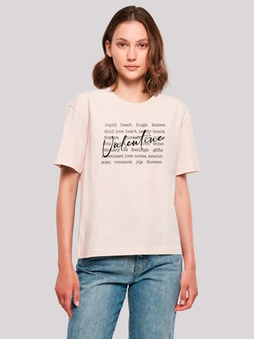 T-shirt 'Valentine Herz Hugs Kisses Love Flowers Joy' F4NT4STIC en rose : devant