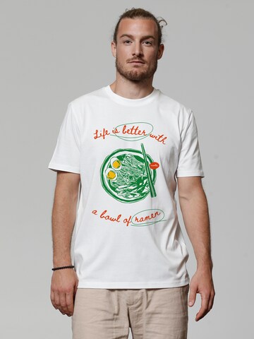 Watapparel Shirt 'Life Is Better With Ramen' in White: front