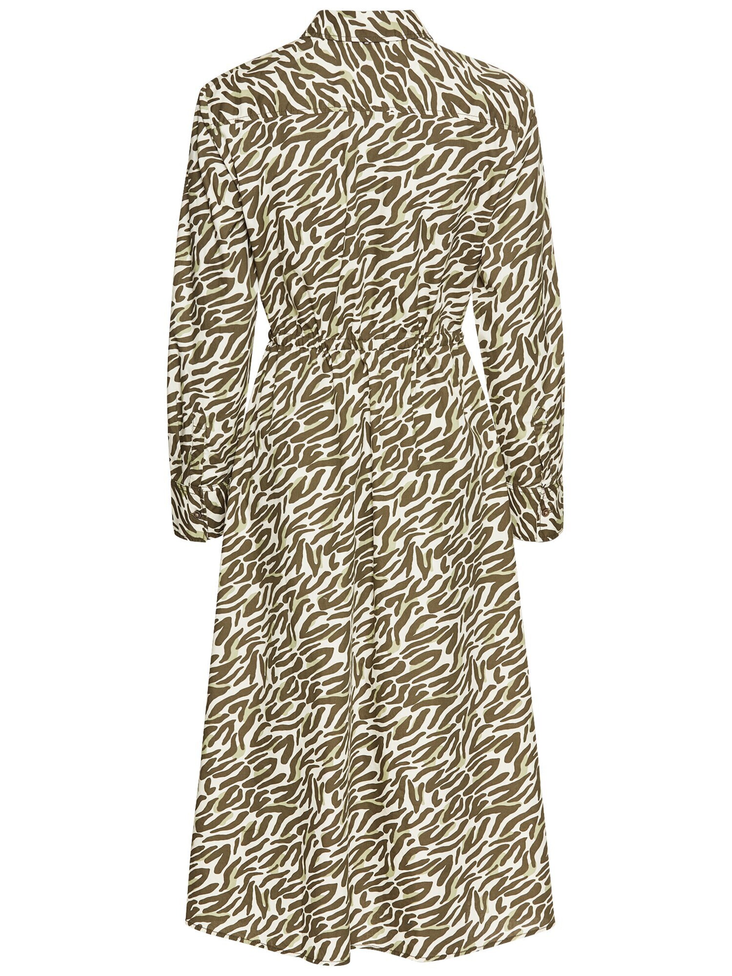 CAMEL ACTIVE Langes Hemdblusenkleid mit Allover-Print in Grün