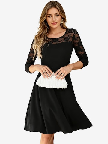 KoJooin Abendkleid 'Vintage-Brautjungfernkleid mit floraler Spitze, 2/3-Ärmeln und passendem Design' in Schwarz: Vorderseite