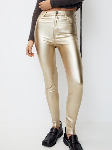 Pull&Bear Skinny Hose in Gold