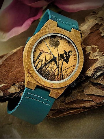 Holzwerk Analoog horloge 'FLORISTIC' in Blauw