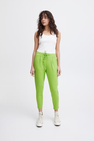 ICHI Slim fit Pleat-Front Pants 'KATE' in Green