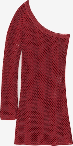Pull&Bear Gebreide jurk in Rood: voorkant