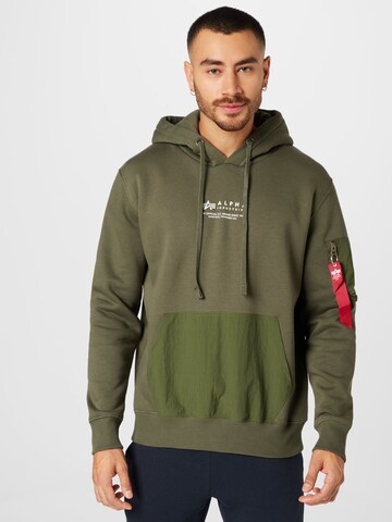 Bluză de molton de la ALPHA INDUSTRIES pe verde: față